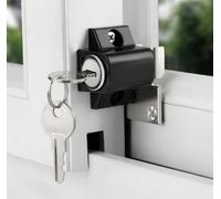 Eawfgtuw Sliding Sash Patio Door Lock with Key for Child Safety, Aluminum Alloy Sliding Door Security Lock Mechanism for Home Protection and Restrictor, Black(Black)