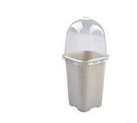 Eawfgtuw Square Plastic Plant Pot with Transparent Cover, 150mm White Nursery Flower Pot with Drainage Holes for Indoor Outdoor Starting and Humidity Control, 1 Pack(1pc)