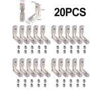Eawfgtuw T Slot Aluminum Profile L Brackets 90 Degree Inner Corner Connectors Zinc Alloy Nickel Plated for 2020 Extrusion Frames Pack of 20 Silver