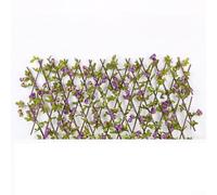 Eawfgtuw Telescopic Wooden Trellis Fence with Artificial Rose and Green Leaf Vines, Expanding Privacy Screen for Garden,Patio or Wall Décor Rose Garden Decoration (purple)