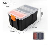 Eawfgtuw Toolbox Organizer for Hardware Parts, Screws, and Small Tools with Adjustable Dividers, PP Plastic Storage Box for Electricians, DIY, Black+Orange+Clear(M)