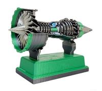 Eawfgtuw TR900 Turbofan Engine Model 12cm with Electric Motor Function, Plastic Aircraft Engine Toy for Hobbyists, Compatible with 2 x No.7 Batteries, Blue LED Light, Silent Inertial Motor(is Green)