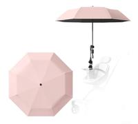 Eawfgtuw UPF 50+ Baby Stroller Sun Parasol Umbrella with Clip Fixing Device Metal Frame Large Coverage Sunshade for Pushchair Pram(Pink)