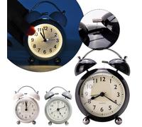 Eawfgtuw Vintage Twin Bell Alarm Clock with Extra Loud Metal Design, Battery Operated Backlight for Heavy Sleepers, Adults, Teenagers, Elderly, Bedroom or Desk H(Grey)