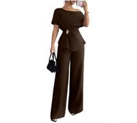 Eawfgtuw Women's for Solid Two-Piece Set Asymmetric for top Metal for Decor | Soft polyester fabric moderate elasticity suitable for club home daily seasonless style off-shoulder silhouette