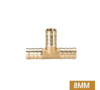 Eawfgtuwz Brass Barb T Y Piece 3 Way Hose Connector, Solid Copper Fuel Line Joiner Tee Fitting for Air, Water, Gas, Oil Plumbing Applications, Gold, Various T 8MM