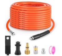 EAWONGEE Pressure Washer Drain Pipe Hose Cleaning Kit with Jet Nozzle and Rotating Jet Nozzle for Karcher K2 K3 K4 K5 K6 K7 Series and LAVOR Pressure Washer, 15M, 180Bar, Orange