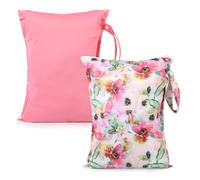 eaxin 2 Pack Cloth Diaper Bags Stain Resistant Reusable Travel Storage Stroller Daycare Dirty Baby Items Beach Pool Yoga Gym Bag for Wet Toddlers, Floral, Modern