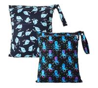 eaxin Small Wet Dry Bag 2pcs Wet Bags for Baby Kids Travel Beach-Octopus