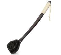 eaxun Bamboo Back Scrubber with Curved Long Handle, 17.3 Inches Exfoliating Shower Brush with Extra Stiff Bristles for Men and Women, Back Washer Body Exfoliator for Bath or Dry Brushing