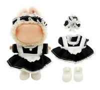 Eayaele Clothes for Labubu - 3PC Set with Shoes for 6.7 Inches Doll, Premium Outfit with Accessories, Stylish Clothes for Labubu (NO Doll)(Black Maid)