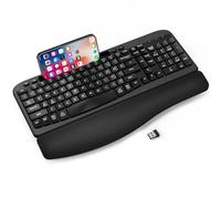 EAYBLLY Wave Keys Wireless Ergonomic Keyboard with Cushioned Palm Rest, Comfortable Natural Typing, for Large Hands, 2.4GHz Full Size Cordless USB Computer Keyboard, for Windows, Laptop, Mac