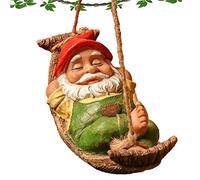 Eayoly Gnomes | Cute Statue Figurines, Outdoor Decorations for Garden Yard Lawn | Fairy Garden Swinging Sleeping Hammock Statues Tree Decor
