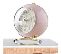 Eayoly Silent Analog Alarm Clock With Light Function - Round Non-Ticking Travel Clock for Home Bedroom