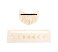 Eayoly Wooden Tarot Card Stand - 5in Moon Shape & 10in Rectangle Tarot Card Altar Stand | Oracle Affirmation Card Display Tools, Witch Divination Meditation Decor Accessories