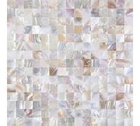 eazart Peel and Stick Tile Backsplash 10PCS Mother of Pearl Shell Mosaic Stick on Decor for Kitchen Living Room Bathroom (Nature White)
