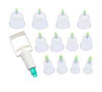 EAZBRIDGE 12 Cups Vacuum Cupping Sets Anti Cellulite Therapy Cans Back Massage Body Cup Suction Cups Healthy Care Jars with Pumping Gun Cupping Tools