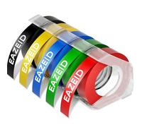 EazeID Compatible with Dymo Embossing Label Tape Omega Junior 9mm Self-Adhesive 3D Plastic Black/Red/Blue/Green/Yellow Compatible with DYMO Omega Junior Embossing Label Makers, 5-Roll
