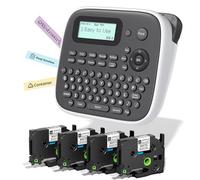 EazeID D210S Label Maker with 4PK White Tapes, Portable Label Maker with Keyboard, Handheld Label Printer Powered by Type-C, Desktop Labeler Machine for Home School Supplies Office Organization, D210S