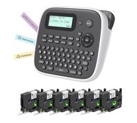 EazeID D210S Label Maker with 6PK Tapes, Portable Label Maker with Keyboard, Handheld Label Printer Powered by Type-C, Desktop Labeler Machine for Home School Supplies Office Organization