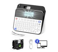 EazeID - D480BT Bluetooth Rechargeable Tape Label Maker Machine with Keyboard, Connect PC and Phone, Backlit Display, Create Labels Through BZ up to ~3/4"