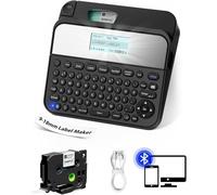 EazeID Label maker D480BT-Bluetooth Rechargeable Label Maker Machine with Tape, QWERTY Keyboard, Backlit LCD Screen|Connect PC & Smartphone|Create on BZ Label Tapes up to ~3/4inch，Idea for Home&Office