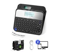 EazeID Label maker D480BT-Bluetooth Rechargeable Label Maker Machine with Tape, QWERTY Keyboard, Backlit LCD Screen|Connect PC & Smartphone|Create on BZ Label Tapes up to ~3/4inch，Idea for Home&Office