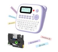 EazeID Label Maker Machine with Tape, Label Maker Waterproof Labels 12mm, Portable Labeler Purple for Teachers Kids, Desktop Labeler with Multiple Symbols &Fonts for Home Office School Use, D210S