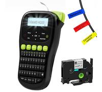 EazeID Label Maker Machine with Tape, Portable Cable Label Maker Waterproof Labels, Handheld Wire Industrial Labeler with Backlight Screen for Home Office Warehouse Use, H1100 Black