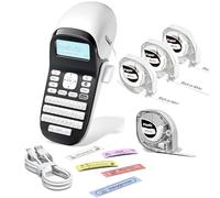 EazeID Label Maker with 4PK White Tape, Bluetooth Label Maker Portable with Keyboard, Rechargeable Label Printer with Backlit Screen, Built-in Memory for Home Office Organization LT12