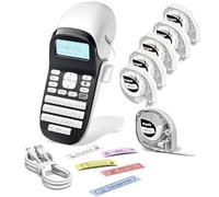 EazeID Label Maker with 6PK White Tape, Bluetooth Label Maker Portable with Keyboard, Rechargeable Label Printer with Backlit Screen, Built-in Memory for Home Office Organization LT12