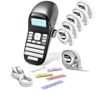 EazeID Label Maker with 6PK White Tape, Bluetooth Label Maker Portable with Keyboard, Rechargeable Label Printer with Backlit Screen, Built-in Memory for Home Office Organization LT12