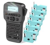 EazeID LM1600 Label Maker with 6PK Clear Tapes, Rechargeable Label Maker Handheld, Keyboard Label Printer with Backlit Screen, Bluetooth Labeler for School Office Industrial Use, LM1600 Black