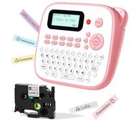 EazeID Pink Label Maker Machine, Portable Cute Label Maker for Kids with Waterproof-Labels, D210S Labeling Machine Multiple Fonts Frame Barcode for Home Kitchen Office School Use