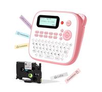 EazeID Pink Label Maker Machine with-Tape, Kids Label Maker Waterproof-Labels, D210S Portable Labeler Machine Multiple Fonts Frames Barcode for Home Kitchen Office School Use