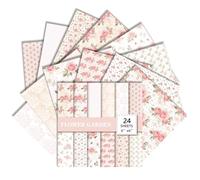 EAZHOP 24 Sheets Floral Scrapbook Paper 6x6 Inch Vintage Patterned Paper Single-Side Decoupage Papers Sheets for Scrapbooking Card Making Journaling Craft Supplies and DIY Projects (C)
