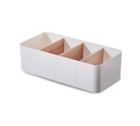 EAZHOP 4 Compartments Plastic Seasoning Packet Organiser With Removable Dividers Seasoning Storage Bins 26.6x12.8x7.9cm Multi Purpose Storage Box For Kitchen Office Supplies (White, 4 Compartments)