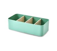 EAZHOP 4 Compartments Plastic Seasoning Packet Organiser With Removable Dividers Seasoning Storage Bins 26.6x12.8x7.9cm Multi Purpose Storage Box For Kitchen Office Supplies (Green, 4 Compartments)