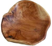 EAZHOP Hand Carved Natural Wood Bowl, Rustic Serving Fruit Salad Snack Bowl, Pot Pourri Key Catchall, Decorative Centrepiece for Kitchen Counter Hallway (25-29cm)