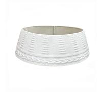 EAZHOP Knitted Christmas Tree Collar 28 Inch Chunky Cable Knit Skirt Cover for 7.5-9ft Pencil Trees with Easy Velcro Red White Festive Home Decor (White)