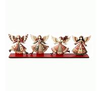 EAZHOP Set of 4 Wooden Angel Decorations Removable Christmas Ornaments Vintage Style Christmas Table Decorations Winter Centerpiece Home Decor 10.4x42cm Christmas Table Sign (Red)