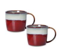 EAZHOP Vintage Gradient Glaze Ceramic Mug 450ml Large Coffee Cup with Handle Handmade Stoneware Tea Mug for Cappuccino Latte Hot Cocoa Office or Home Use (Red)