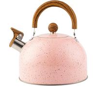 EAZHOPWhistling Tea Kettles for Boiling Water Milik,105.6OZ Pink Stainless Steel Whistling Tea Kettle with Wood Grain Folding Handle and Thumb Design to Control The Outlet of The Kettle