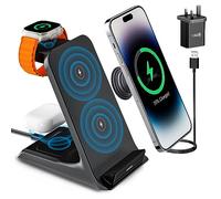 Eazpower Wireless Charging Station 3 In 1 Charger Stand Dock Apple Charging Station with 18W Compatible with 15/14pro/13/12/Pro iWatch SE/S8/8/7/6/5/4/3/2 and Air Pods 3/2/pro