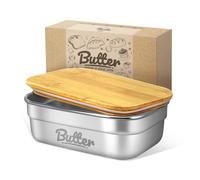 EAZTTOUZ Stainless Steel Butter Dish with Lid, Airtight Butter Container with Silicone Seal for Refrigerator & Countertop, Holds 2 Sticks East Coast/1 Stick West Coast Butter (Small)
