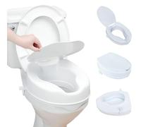 Eazy 4 Inch Raised Toilet Seat with Lid, Secure Locking Toilet Seat Riser for Elderly, Disabled Adults, Toilet Aid for Hip, Knee or Pregnancy Recovery