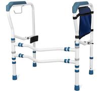 Eazy Foldable Toilet Safety Rail with Adjustable Height and Width, 360° Clamps, Durable Bathroom Support Frame for Elderly and Disabled with Handles, 300lb Capacity (Blue)