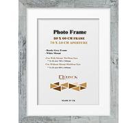 Eazy OSUK Rustic Grey 80x60cm Modern Photo Frame With 70x50cm White Mount - Clear Perspex Front & Wall Mounting