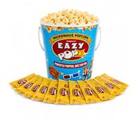 Eazy Pop Microwave Popcorn Buckets 10 x 85g - Butter or Salted Flavour Popcorn Bags | Cinema Style Microwave Popcorn Tub | Movie Night Snack Bucket Bundle Boxed Treatz (Bucket Salted 10 x 85g)
