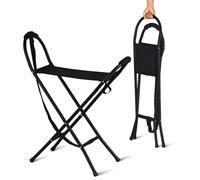 Eazy Walking Stick with Seat Folding Cane Chair for Elderly, Lightweight Portable Seat, Stick with 4 Leg Base, Wide Mesh Seat, Adjustable Tall Handles for Travel Hikers and Outdoor Use